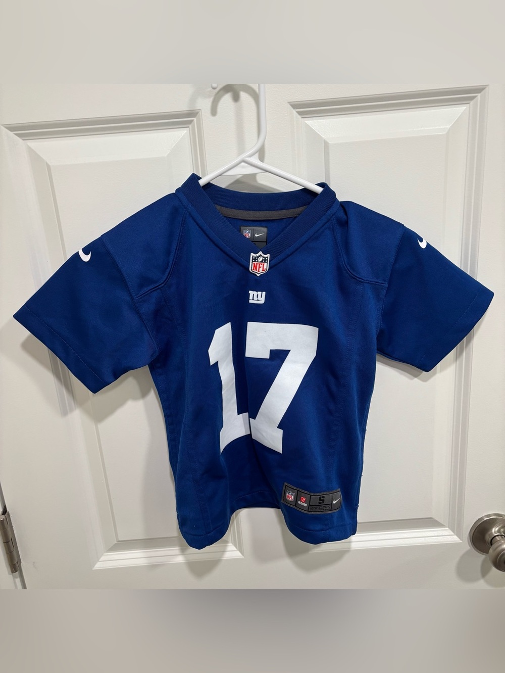 Nike NFL New York Giants Jake #17 Blue White Football Jersey Boys Size Small